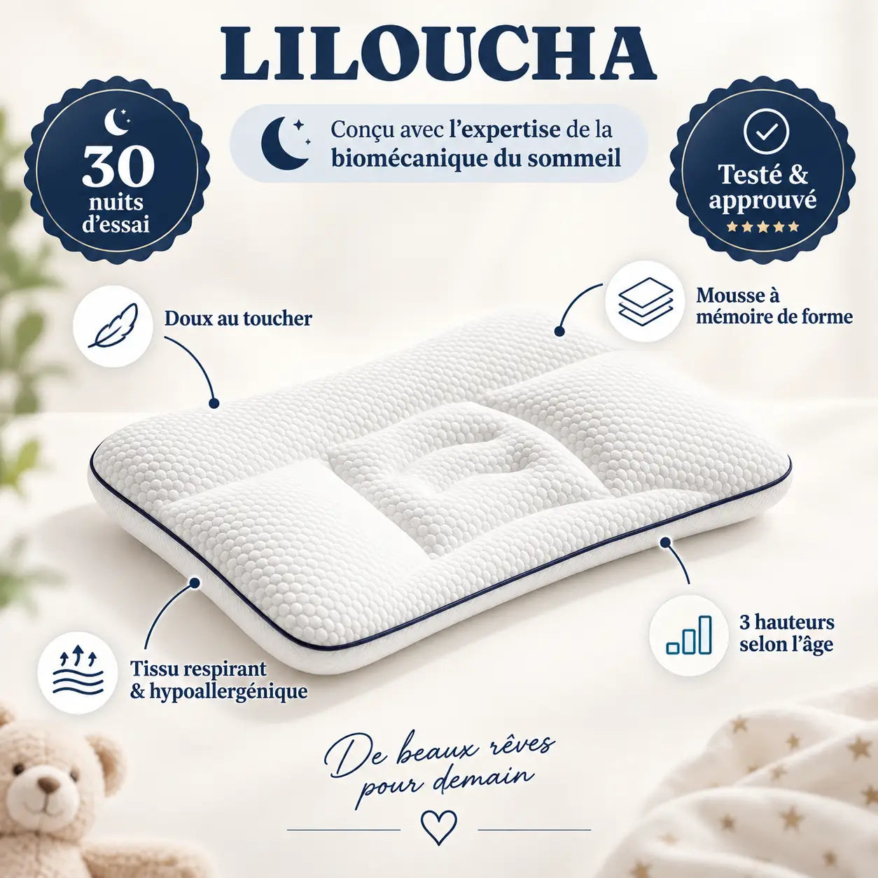 L'Oreiller Ergonomique Enfant N°1 en France